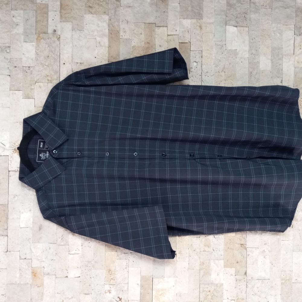 Rugby University Men's Short Sleeve Button Down Stretch Checkered Pattern Sz 3XL